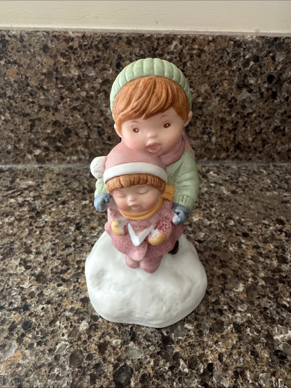 Avon Winter Siblings 1985 Musical Figurine, plays "Joy to the World"